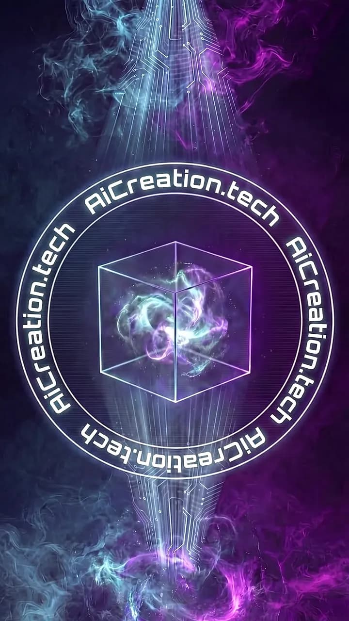 Intro-Animation Ink-Bloom: aus einem Tintentropfen wachsen Cyan- und Magenta-Schwaden, die sich zum Markenemblem mit Ring und Würfel formen